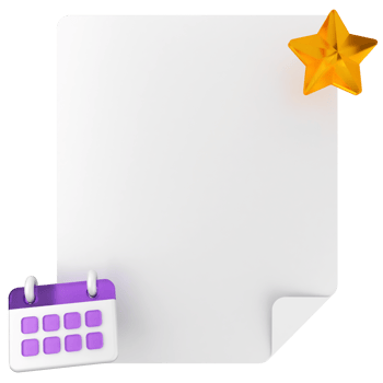 A calendar and paper with a star on it png