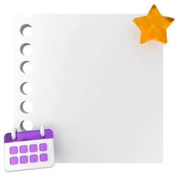 A calendar and star on a white sheet of paper png