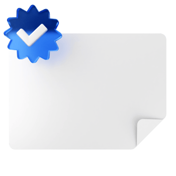 A white paper with a blue check mark on it png