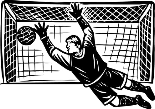 A sketchy style illustration of goalkeeper vector