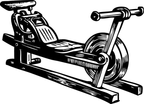 A sketchy style illustration of rowing machine vector