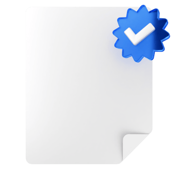 A white paper with a blue tick mark png