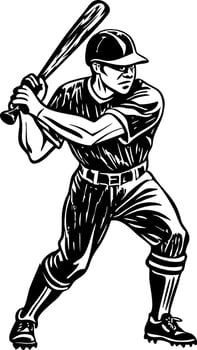 A vintage style illustration of baseball hitter vector
