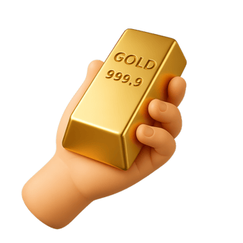3D Golden Bar Held in Hand with Shiny Surface and Clear Details png