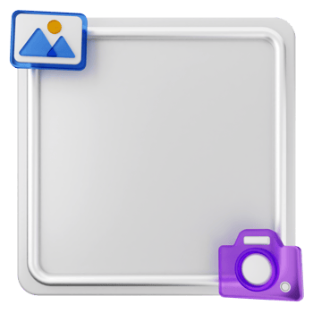 A square frame with a camera and a photo png