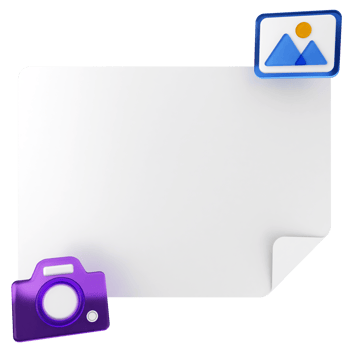 A white paper with a camera and a photo png