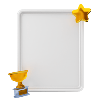 A white board with a gold star and trophy png