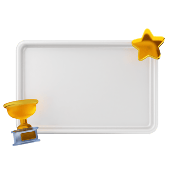 A white board with a gold star and a trophy png