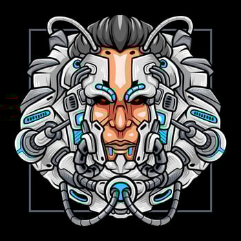 Cyberpunk head robot mascot. esport logo design vector