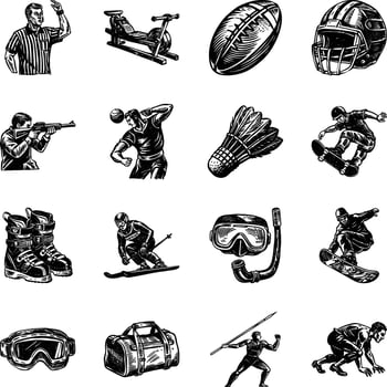 Set of 18 Olympics Sketchy Style Illustrations vector