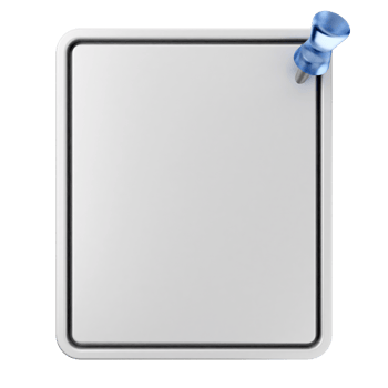 A white board with a blue push pin png