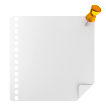 A white sheet of paper with a push pin png