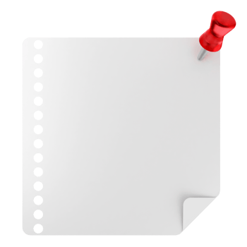 A white sheet of paper with a red push pin png