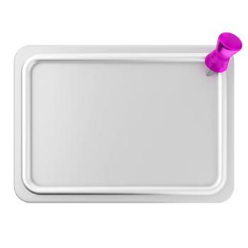 A white board with a pink push pin on it png