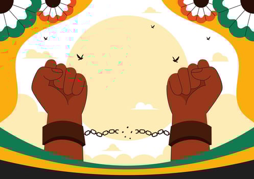 Emancipation Day of Jamaica Poster with Cultural Celebration in Cartoon Style vector