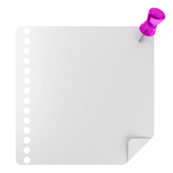 A pink push pin on a blank sheet of paper png