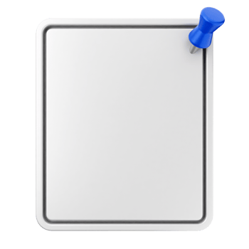 A white clipboard with a blue push pin on it png