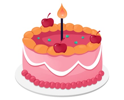 A cake birthday with candle on it vector