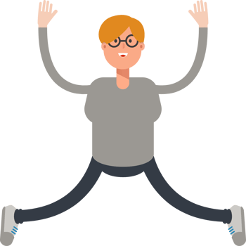 Brown Hair Male Character Relaxing and Jumping Illustration png
