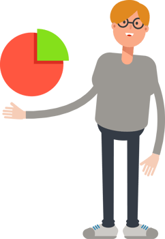 Brown Hair Male Character Holding Pie Chart png