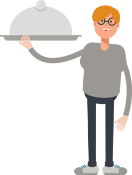 Brown Hair Male Character Holding Food Dish png