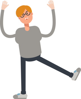 Brown Hair Male Character Rising Both Hands Illustration png