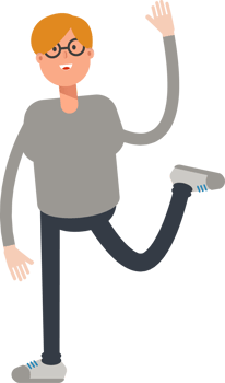 Brown Hair Male Character Rising One Hand Illustration png