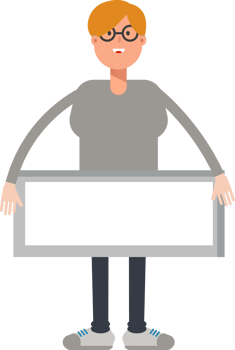 Brown Hair Male Character and Blank Signage png