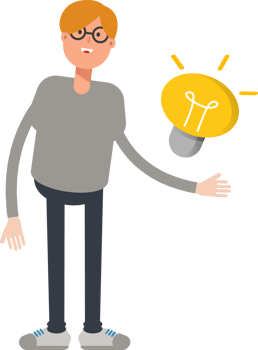 Brown Hair Male Character and Light Bulb png