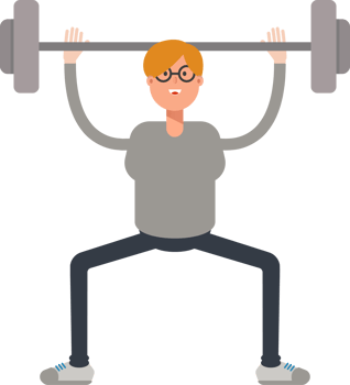 Brown Hair Male Character Lifting Barbell png