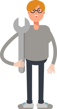Brown Hair Male Character Holding Wrench png
