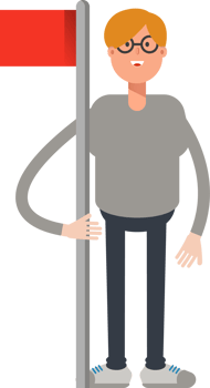 Brown Hair Male Character Holding Red Flag Pole png