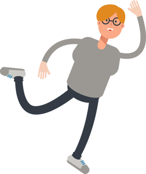 Brown Hair Male Character Jumping and Flying png
