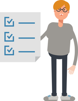 Brown Hair Male Character and Check List Document png