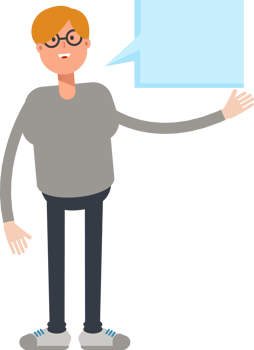 Brown Hair Male Character and Speech Bubble png