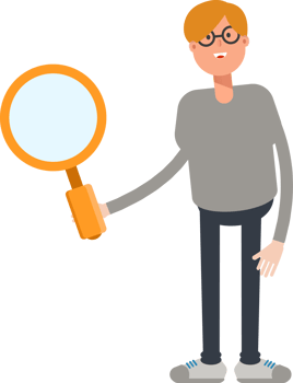 Brown Hair Male Character Holding Magnifier png