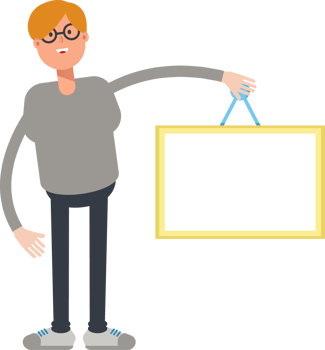 Brown Hair Male Character Holding Blank Signage png
