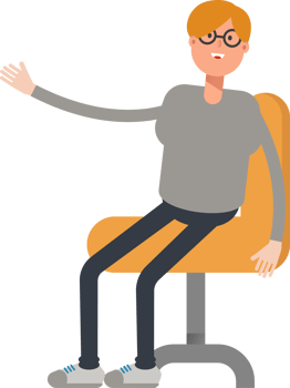 Brown Hair Male Character Sitting on Office Chair png