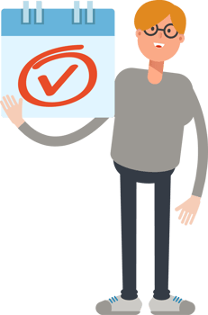 Brown Hair Male Character and Check Mark Sign png