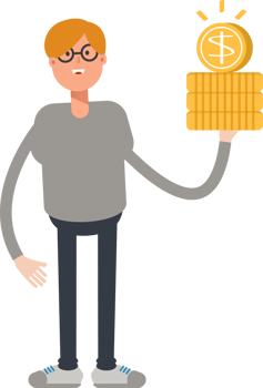 Brown Hair Male Character Holding Dollar Coins png