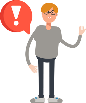 Brown Hair Male Character and Error Sign png