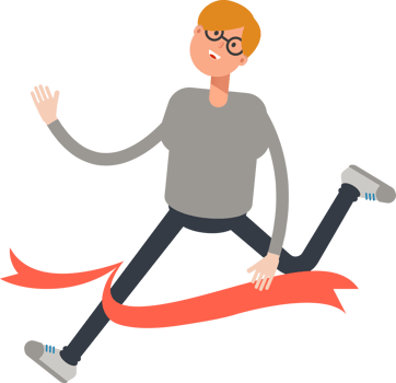 Brown Hair Male Character Running at Finish Line png