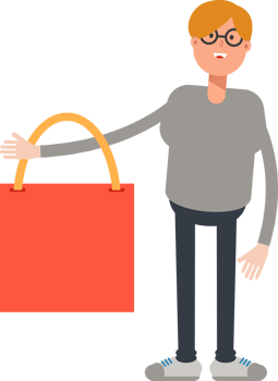 Brown Hair Male Character Holding Shopping Bag png