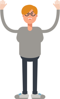 Brown Hair Male Character Raising Hands png