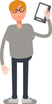 Brown Hair Male Character Talking on Smartphone png