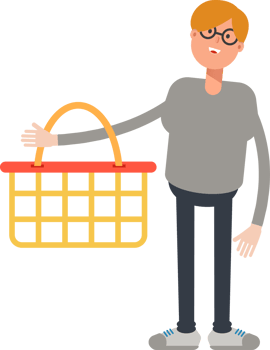 Brown Hair Male Character Holding Shopping Basket png