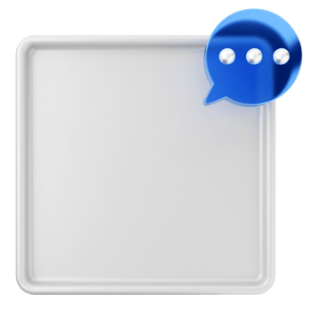 A white square with a speech bubble on it png