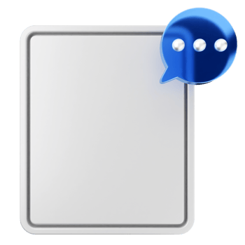 A white square with a speech bubble and a blue speech bubble png