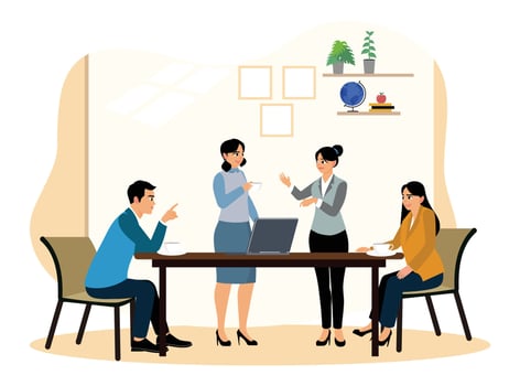Office people drinking coffee during lunch break. vector