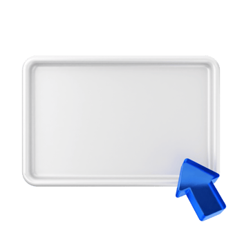 White rectangular frame with blue arrow on black background png